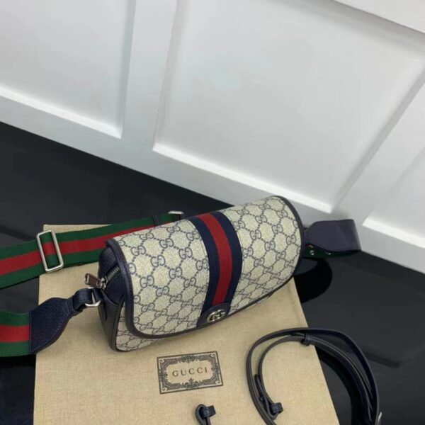 Gucci Unisex Ophidia Mini GG Shoulder Bag Blue GG Supreme Canvas Double G (3)