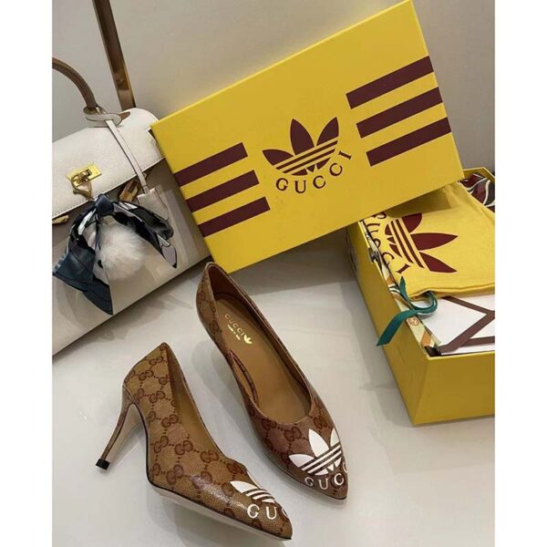 Gucci Women Adidas x Gucci GG Pump Beige Brown GG Crystal Canvas 9 Cm Heel (6)