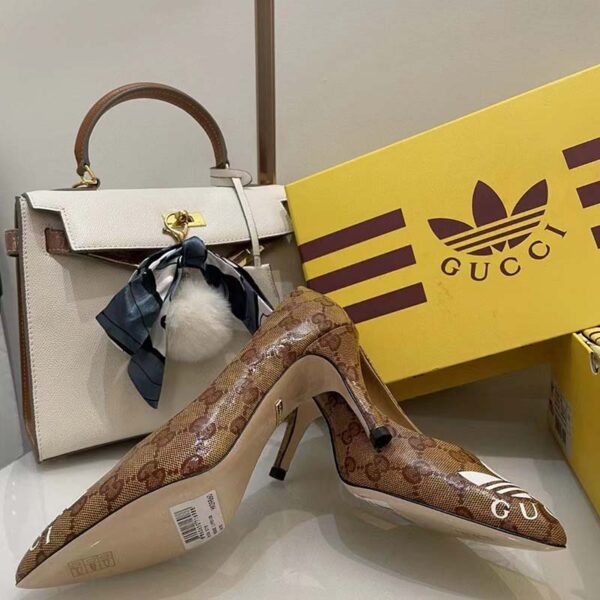 Gucci Women Adidas x Gucci GG Pump Beige Brown GG Crystal Canvas 9 Cm Heel (9)