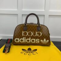 Gucci Women Adidas x Gucci Large Duffle Bag Beige Brown GG Crystal Canvas (2)