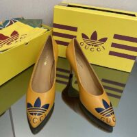 Gucci Women Adidas x Gucci Trefoil Pump Yellow Leather Blue Trefoil Print 9 Cm Heel (8)