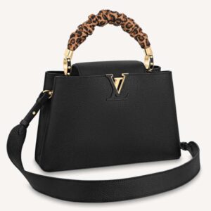 Louis Vuitton LV Women Capucines MM Handbag Black Taurillon Leather