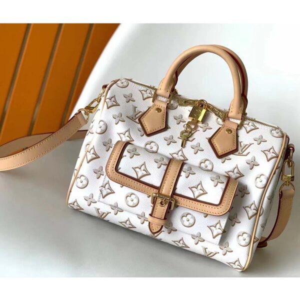 Louis Vuitton LV Women Speedy Bandoulière 25 Handbag Beige Monogram Coated Canvas (6)