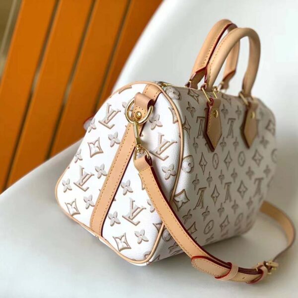 Louis Vuitton LV Women Speedy Bandoulière 25 Handbag Beige Monogram Coated Canvas (7)