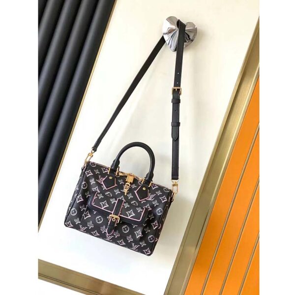 Louis Vuitton LV Women Speedy Bandoulière 25 Handbag Black Monogram Coated Canvas (1)