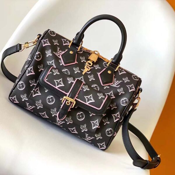 Louis Vuitton LV Women Speedy Bandoulière 25 Handbag Black Monogram Coated Canvas (10)