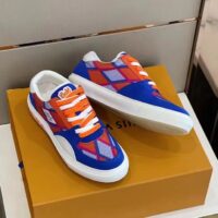 Louis Vuitton Unisex LV Ollie Richelieu Sneaker Orange Mix Materials Bicolor Double Laces (1)