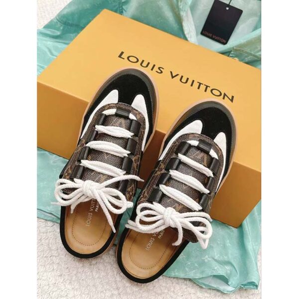 Louis Vuitton Women LV Lous Open-Back Sneaker Black Suede Calf Leather Double Laces (9)