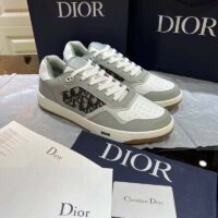 Dior Unisex Shoes CD B27 Low-Top Sneaker Gray White Smooth Calfskin (3)