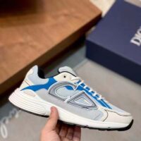 Dior Unisex Shoes CD B30 Sneaker Light Blue Mesh Gray White Technical Fabric (8)