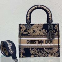 Dior Women CD Medium Lady D-Lite Bag Black Cornely-Effect Jardin D’Hiver Embroidery (10)