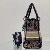 Dior Women CD Medium Lady D-Lite Bag Black Cornely-Effect Jardin D’Hiver Embroidery (10)