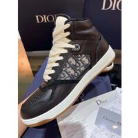 Dior Women Shoes CD B27 High-Top Sneaker Black Smooth Calfskin Beige Oblique Jacquard (1)