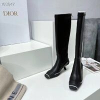 Dior Women Shoes D-Motion Heeled Boot Black Stretch Lambskin Rubber (9)