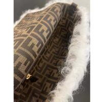 Fendi Women FF Baguette Brooch White Mohair Wool Bag (3)