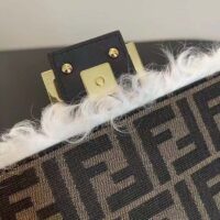 Fendi Women FF Baguette Brooch White Mohair Wool Bag (3)