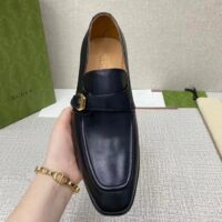 Gucci Men Loafer Buckle Black Leather Ornamental Buckle Low 3 Cm Heel (4)