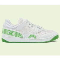 Gucci Unisex Basket Sneaker White Demetra Beige GG Supreme Canvas Low 3.3 Cm Heel (10)