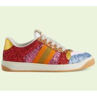 Gucci Unisex GG Lovelight Screener Sneaker Glitter Multicolor Canvas Fabric Rubber Low Heel (7)