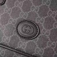 Gucci Unisex GG Messenger Bag Black GG Supreme Canvas Black Leather (3)