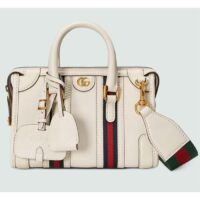 Gucci Unisex GG Mini Top Handle Bag Double G White Smooth Leather (10)