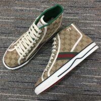 Gucci Unisex Tennis 1977 High Top Sneaker Brown Rubber Sole Flat 2 Cm Heel (2)