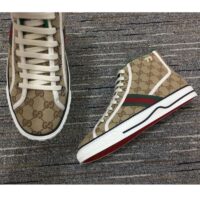 Gucci Unisex Tennis 1977 High Top Sneaker Brown Rubber Sole Flat 2 Cm Heel (2)