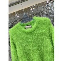 Gucci Women GG Brushed Wool Knit Sweater Bright Green Long Sleeves Crewneck (5)