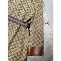 Gucci Women GG Canvas Jacket Web Belt Cotton Camel Ebony Point Collar (7)