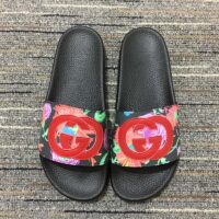 Gucci Women GG Ken Scott Print Slide Sandal Interlocking G Patch Flat (9)