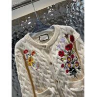 Gucci Women GG Lovelight Cotton Cardigan Embroidery White Floral Embroidery Crewneck (1)