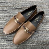 Louis Vuitton LV Men Hockenheim Moccasin Cognac Brown Calf Leather Monogram Canvas (5)