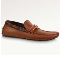 Louis Vuitton LV Men Hockenheim Moccasin Cognac Brown Calf Leather Monogram Canvas (5)