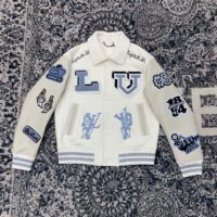 Louis Vuitton LV Men Multi-Patches Mixed Leather Varsity Blouson LWG Calf White (8)