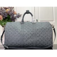 Louis Vuitton LV Unisex Keepall 50 Granite Taurillon Monogram Embossed Cowhide Leather (3)