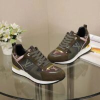 Louis Vuitton LV Unisex Run Away Sneaker Khaki Green Suede Calf Leather (2)