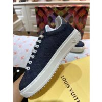 Louis Vuitton LV Unisex Time Out Sneaker Blue Monogram Debossed Denim (9)