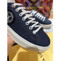 Louis Vuitton LV Unisex Time Out Sneaker Blue Monogram Debossed Denim (9)