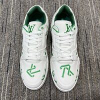 Louis Vuitton LV Unisex Trainer Sneaker Green Mix Sustainable Materials 54 Monogram Flowers (4)