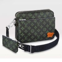 Louis Vuitton LV Unisex Trio Messenger Bag Dark Green Monogram Coated Canvas Cowhide (10)