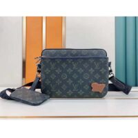 Louis Vuitton LV Unisex Trio Messenger Bag Dark Green Monogram Coated Canvas Cowhide (10)