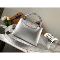 Louis Vuitton LV Women Capucines BB Handbag Etain Metallic Gray Taurillon Leather (8)