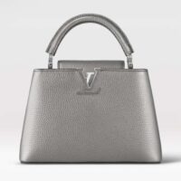 Louis Vuitton LV Women Capucines BB Handbag Etain Metallic Gray Taurillon Leather (8)