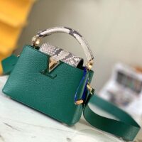 Louis Vuitton LV Women Capucines BB Handbag Green Taurillon Python Skin Leather (10)