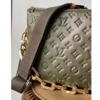 Louis Vuitton LV Women Coussin MM Handbag Khaki Monogram Embossed Puffy Lambskin (2)