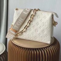 Louis Vuitton LV Women Coussin PM Handbag Cream Monogram-Embossed Puffy Lambskin Calfskin (6)