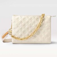 Louis Vuitton LV Women Coussin PM Handbag Cream Monogram-Embossed Puffy Lambskin Calfskin (6)