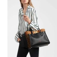 Louis Vuitton LV Women On My Side MM Tote Bag Black Twist Calfskin Monogram Coated Canvas (5)