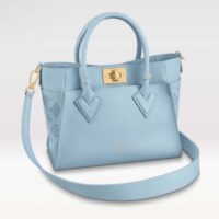 Louis Vuitton LV Women On My Side PM Handbag Bleu Nuage Blue Perforated Calf Leather (1)