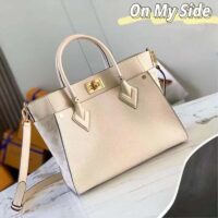 Louis Vuitton LV Women On My Side PM Tote Bag Beige Perforated Calf Leather (2)